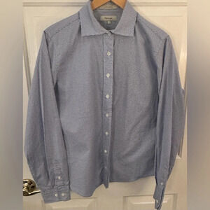 Women’s Faconnable Blue and White Button Down Shirt Size Large